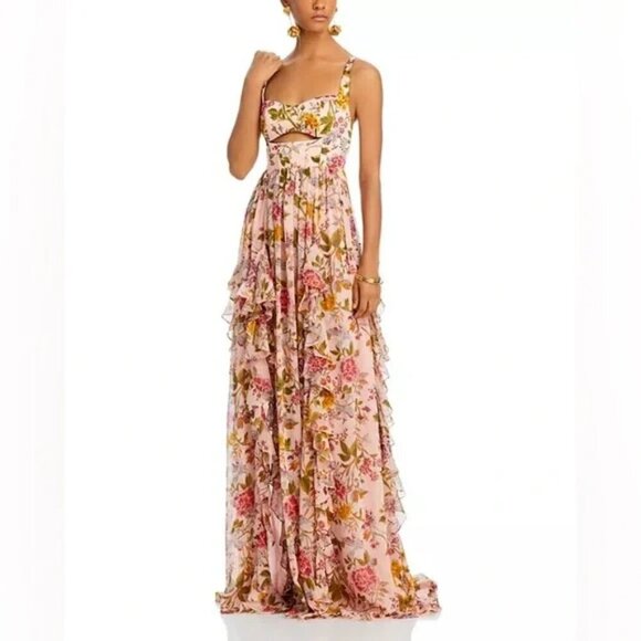 NWT Cinq a Sept Xiomara Floral Dress Gown Soft Pink Multi Size 6 - Picture 4 of 17